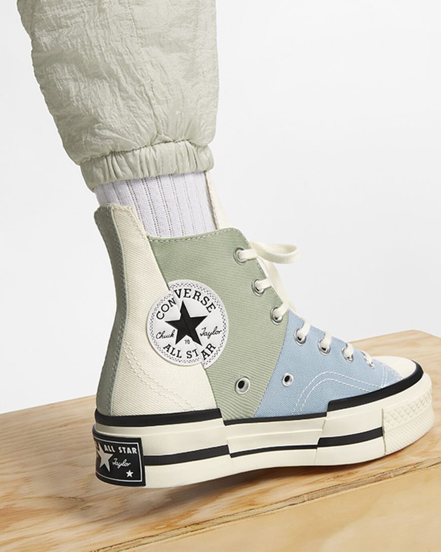 Tenis Converse Chuck 70 Plus Material Mashup Cano Alto Feminino Verde Oliva | PT S054T30